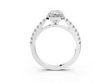White gold Radiant Cut Halo Diamond Engagement Ring with Pave Band and Four-Prong Setting_60