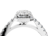 White gold Radiant Cut Halo Diamond Engagement Ring with Pave Band and Four-Prong Setting_61