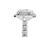 White gold Radiant Cut Halo Diamond Engagement Ring with Pave Band and Four-Prong Setting_62