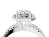 White gold Radiant Cut Halo Diamond Engagement Ring with Split Shank and Four-Prong Setting_30