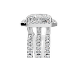 White gold Radiant Cut Halo Diamond Engagement Ring with Split Shank and Four-Prong Setting_31