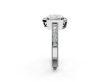 White gold Radiant Cut Halo Diamond Pave Band Ring with Four-Prong Setting_83