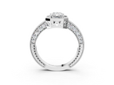 White gold Radiant Cut Halo Diamond Pave Band Ring with Four-Prong Setting_84