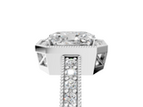 White gold Radiant Cut Halo Diamond Pave Band Ring with Four-Prong Setting_86