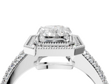 White gold Radiant Cut Halo Diamond Pave Band with Four-Prong Setting_111