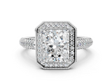 White gold Radiant Cut Halo Diamond Pave Band with Four-Prong Setting_92