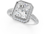 White gold Radiant Cut Halo Diamond Pave Band with Four-Prong Setting_93