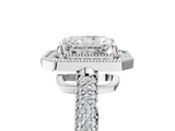 White gold Radiant Cut Halo Diamond Pave Band with Four-Prong Setting_97