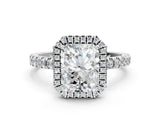 White gold Radiant Cut Halo Diamond Pave Band with Prong Setting_12