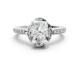 White gold Radiant Cut Halo Diamond Ring with Channel Set Band and Four-Prong Setting_32
