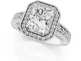 White gold Radiant Cut Halo Diamond Ring with Pavé Band and Four-Prong Setting_75