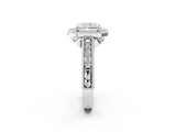 White gold Radiant Cut Halo Diamond Ring with Pavé Band and Four-Prong Setting_76