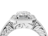 White gold Radiant Cut Halo Diamond Ring with Pavé Band and Four-Prong Setting_78