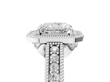 White gold Radiant Cut Halo Diamond Ring with Pavé Band and Four-Prong Setting_79