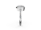 White gold Radiant Cut Halo Diamond Ring with Pave Band and Four-Prong Setting_34