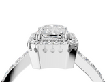 White gold Radiant Cut Halo Diamond Ring with Pave Band and Four-Prong Setting_36