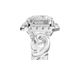 White gold Radiant Cut Halo Diamond Ring with Scrollwork Band and Four-Prong Setting_139