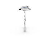 White gold Radiant Cut Halo Diamond Ring with Solitaire Band and Prong Setting_9