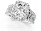White gold Radiant Cut Halo Diamond Ring with Split Shank and Four-Prong Setting_227