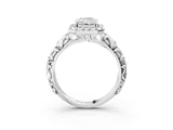 White gold Radiant Cut Halo Diamond Solitaire with Filigree Band and Four-Prong Setting_10