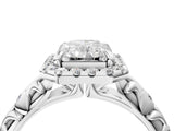 White gold Radiant Cut Halo Diamond Solitaire with Filigree Band and Four-Prong Setting_11
