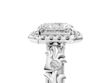 White gold Radiant Cut Halo Diamond Solitaire with Filigree Band and Four-Prong Setting_12