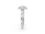 White gold Radiant Cut Halo Diamond Solitaire with Filigree Band and Four-Prong Setting_9