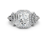 White gold Radiant Cut Halo Diamond Split Shank Engagement Ring with Four-Prong Setting_74