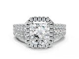 White gold Radiant Cut Halo Pavé Diamond Engagement Ring with Split Shank and Four-Prong Setting_4