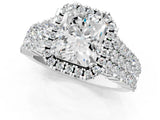 White gold Radiant Cut Halo Pavé Diamond Engagement Ring with Split Shank and Four-Prong Setting_5