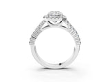 White gold Radiant Cut Halo Pavé Diamond Engagement Ring with Split Shank and Four-Prong Setting_7