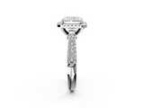 White gold Radiant Cut Halo Pave Band Four-Prong Setting Ring_22