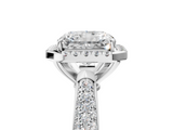 White gold Radiant Cut Halo Pave Band Four-Prong Setting Ring_25
