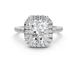 White gold Radiant Cut Halo Pave Diamond Engagement Ring with Four-Prong Setting_8