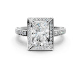 White gold Radiant Cut Halo Pave Split Shank Prong Setting Ring_61