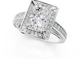 White gold Radiant Cut Halo Pave Split Shank Prong Setting Ring_62