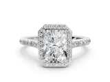 White gold Radiant Cut Halo Round Diamond Pavé Band with Four-Prong Setting_3