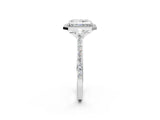 White gold Radiant Cut Halo Round Diamond Pavé Band with Four-Prong Setting_5