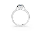 White gold Radiant Cut Halo Round Diamond Pavé Band with Four-Prong Setting_6