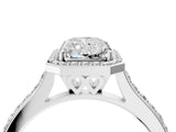 White gold Radiant Cut Halo Round Diamond Pavé Band with Four-Prong Setting_7