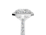 White gold Radiant Cut Halo Round Diamond Pavé Band with Four-Prong Setting_8