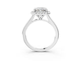 White gold Radiant Cut Halo Round Diamond Solitaire Engagement Ring with Pave Band and Four-Prong Setting_10