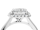 White gold Radiant Cut Halo Round Diamond Solitaire Engagement Ring with Pave Band and Four-Prong Setting_11