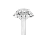 White gold Radiant Cut Halo Round Diamond Solitaire Engagement Ring with Pave Band and Four-Prong Setting_12