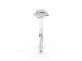 White gold Radiant Cut Halo Round Diamond Solitaire Engagement Ring with Pave Band and Four-Prong Setting_9