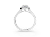 White gold Radiant Cut Halo Round Diamond Solitaire Ring with Pavé Band and Four-Prong Setting_3
