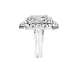 White gold Radiant Cut Halo Round Diamond Solitaire Ring with Pavé Band and Four-Prong Setting_5