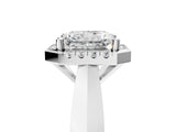White gold Radiant Cut Halo Solitaire Engagement Ring with Square Band and Four-Prong Setting_107