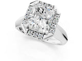 White gold Radiant Cut Halo Solitaire Engagement Ring with Square Band and Four-Prong Setting_13