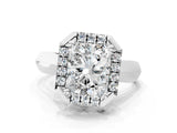 White gold Radiant Cut Halo Solitaire Engagement Ring with Square Band and Four-Prong Setting_148